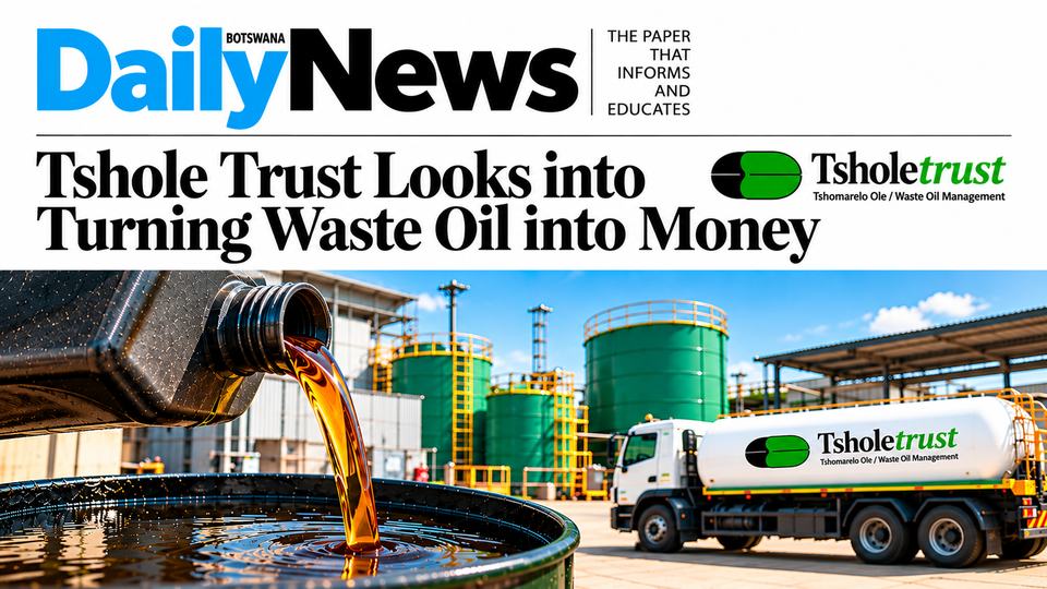Tshole Trust looks into turning waste Oil into Money